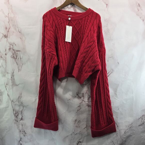 SNDYS Sweater Womens XXL 2X Red Jumper Wide Balloon Oversized Revolve - Picture 1 of 12